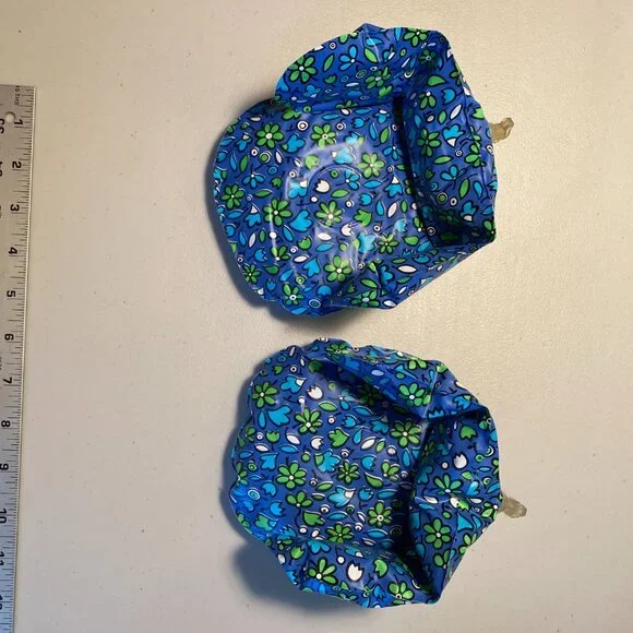 Vintage 1970s Barbie Clone Puff 'N Play Inflatable Doll Furniture Floral Blue - Picture 7 of 8